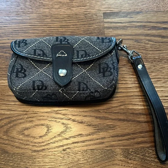 Dooney & Bourke Denim Logo Quilted Wristlet in Gray and Black - Picture 2 of 14